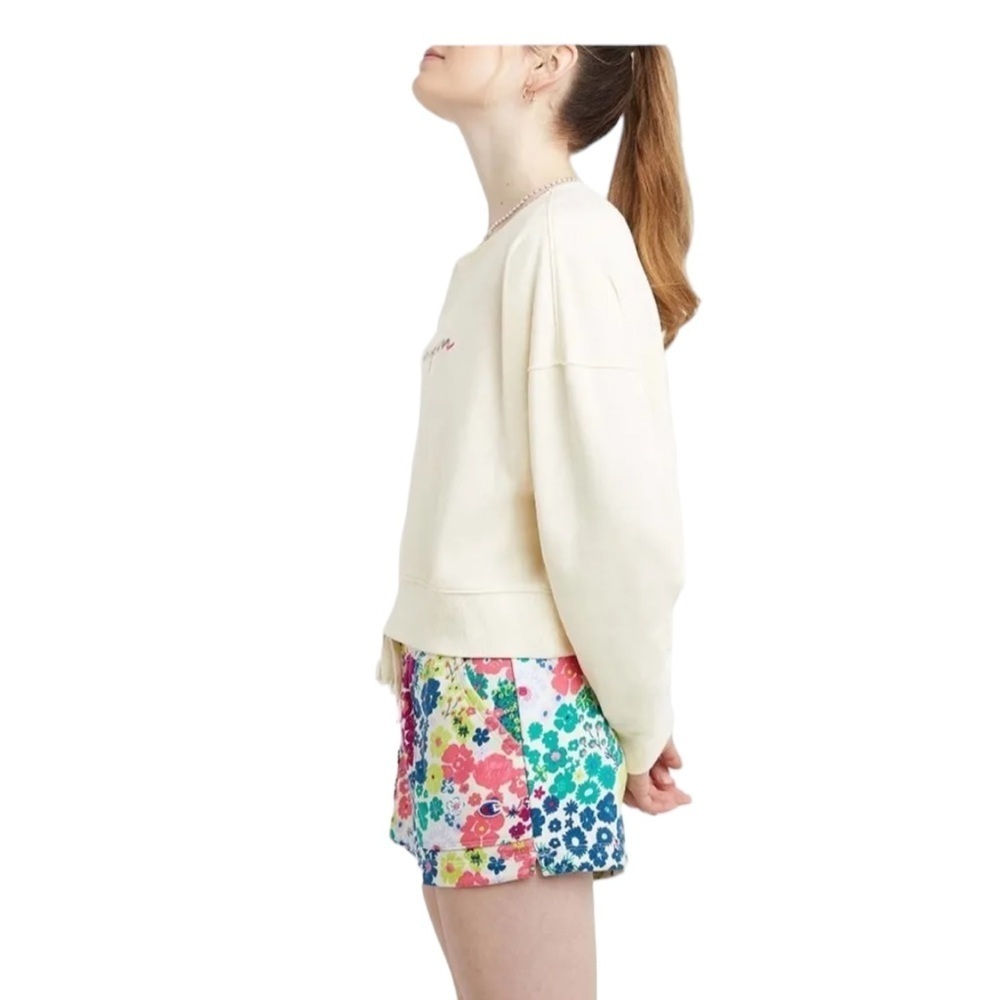 NEW CHAMPION Women's Campus French Terry Natural Cropped Sweatshirt Size LARGE - Picture 4 of 12